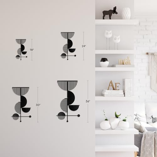 SIGNLEADER Metal Wall Decor Boho Geometric Lines Minimalist Modern Luxury Wall Sculpture Hangings 3D Statue Home Decoration for Living Room, Bedroom, Bathroom, Kitchen, Fireplace, Office - 18" Black - color: Gry42-2405-m42, size: 18" Black