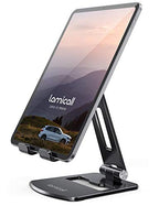 Lamicall Adjustable Tablet Stand Holder - Foldable Phone Dock, 360°Rotating Desktop Tablet Mount Gifts, for 4.7-13" Tablets, iPad Pro 11, 12.9 Air Mini, Tabs, Kindle, iPhone Air 17 Pro Max, Black - color: Black