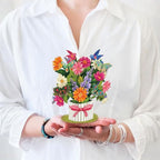 Freshcut Paper Pop Up Cards, Mini Enchanted Garden, 6 Inch Life Sized Forever Flower Bouquet 3D Popup Greeting Card, Birthday Cards, Thank You Card, Blank Notecard & Envelope - color: Enchanted Garden, size: Mini