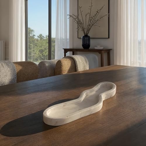 Bloomingville Organic-Shaped Marble Tray, White