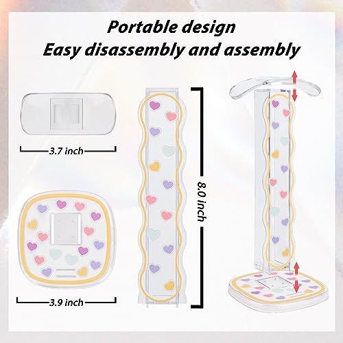 CamyCosy Headphone Holder for Desk, Gaming Headset & Earphone Stand - Clear Love Hearts Pattern Desk Accessory - color: hearts
