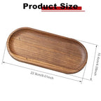 Small Wooden Tray, Oval Wood Serving Trays, Acacia Wood Platter for Coffee Tables, Dessert, Snack, Fruit, Bathroom Tray Charcuterie Board for Home Decor (M) - size: 9.1" x 4.1" x 0.6"