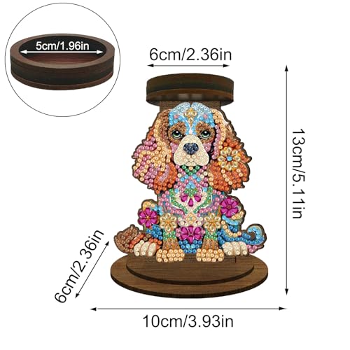 ARTopet DIY Diamond Art Painting Candlestick Holders Wooden Desk Candle Holder Ornament Double Sided Diamond Tabletop Ornaments for Home Decor-Dog - color: Dog