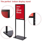 DISPLAYSWORKER Sign holder floor stand, heavy Duty Pedestal poster banner stand for display,22×28 inch slide-in double sided poster sign holder floor standing for board Display (Black, 22×28)