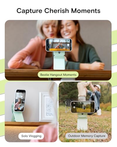 MOFT Invisible Phone Tripod Stand, Slim Foldable Selfie Stick Compatible with MagSafe, Pocket-Sized Cell Phone Tripod for Video Recording, MOVAS Leather Travel Essentials, Seafoam - color: Seafoam x Without Card Slot, size: Wthout Card Slot - For iPhone 1