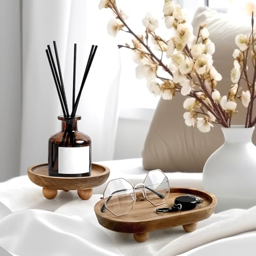 Vaveren Small Wooden Riser Wooden Pedestal for Display Tray Display Riser for Entry Table Farmhouse Kitchen Tabletop Centerpieces , Oval 11.8x19.8x4.3cm - color: Oval 11.8x19.8x4.3cm