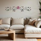 Birminwind Metal Flower Wall Art above Door: 3D Floral Wall Décor above Window with Bird Leaves - 32.28" Black and Gold French Country Decoration above Bed Couch Tv