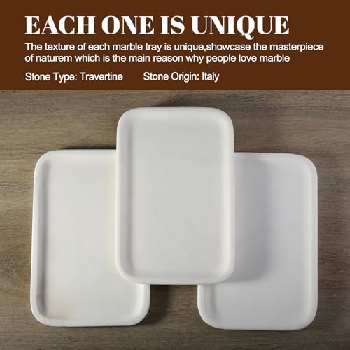 Koville Marble Vanity Tray, 12"x8" Marble Catchall Tray for Countertop Bathroom Kitchen Dresser, Rectangular Decorative Stone Tray for Jewelry Cosmetics Perfume Trinket(White) - color: White