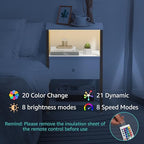 BOLUO White and Gold Nightstand with Charging Station, LED Night Stand with Fabric Drawers and Shelf, Bedside Table with USB Ports and Outlets, Bedroom Nightstand Modern - color: D. Gold