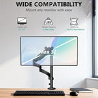 WALI Single Long Monitor Arm - Computer Monitor Arm Desk Mount for 13-32 inch, Hold up to 19.8lbs, Extra Long Adjustable Stand, Full Motion Tall Arm, VESA 75/100mm, (GSDM001L) - size: 13"-32", style: Single Arm