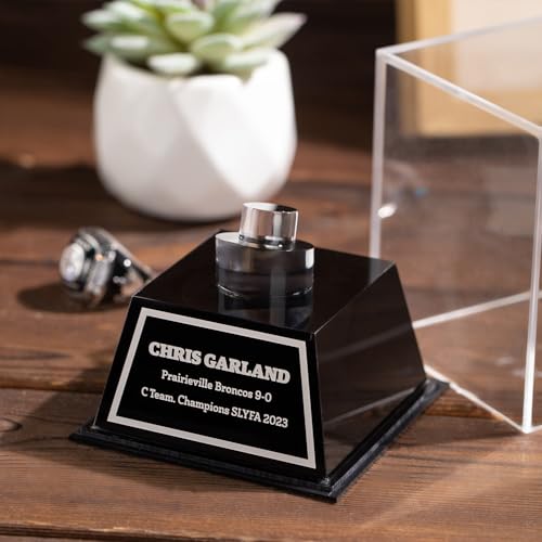 BYFDIY Custom Championship Ring Display Case Acrylic Baseball Ring Holder Personalized Name Rings Display Case for Football Softball Basketball Sport Size 3×3×3.5INCH