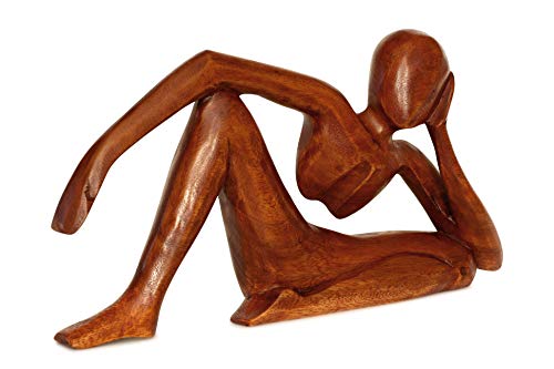 G6 Collection 12" Abstract Sculpture Wooden Handmade Handcrafted Art - Relaxing Man - Statue Home Decor Decorative Figurine Accent Decoration Hand Carved Relaxing, Model A - style: Model A