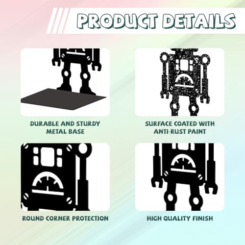 Peacoblue Metal Bookends for Shelves, Modern Decorative Heavy Duty Study Book Support Stoppers for Office, Desk, Shelf, Room 5.3"x4.3"x7.9" Cast Iron Simple Tall Bookends, 1 Pair (Robot) - style: Robot