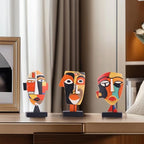 5.9” Resin Abstract Coffee Table Sculptures, Handcrafted 3 PCS African Art Tribal Figurines Weird Art Decor, Modern Design African Statues for Home, Office, Living Room, Bookshelf, Cabinets Accent - size: Small