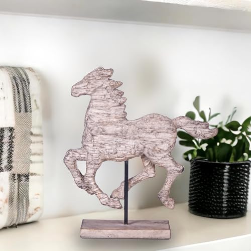Dynamic Running Horse Resin Sculpture | 14.57 inch Handmade Resin Art Statue for Modern Home Decoration