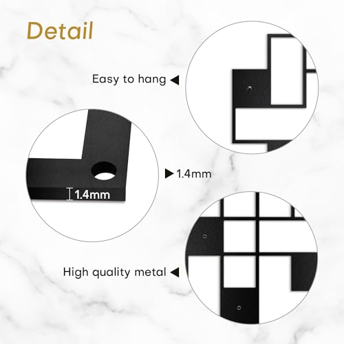 SIGNLEADER Metal Wall Decor Grids Geometric Minimalist Modern Luxury Wall Sculpture Hangings 3D Statue Home Decoration for Living Room, Bedroom, Bathroom, Kitchen, Fireplace, Office - 18" Black - color: Gry31-2405-m31, size: 18" Black
