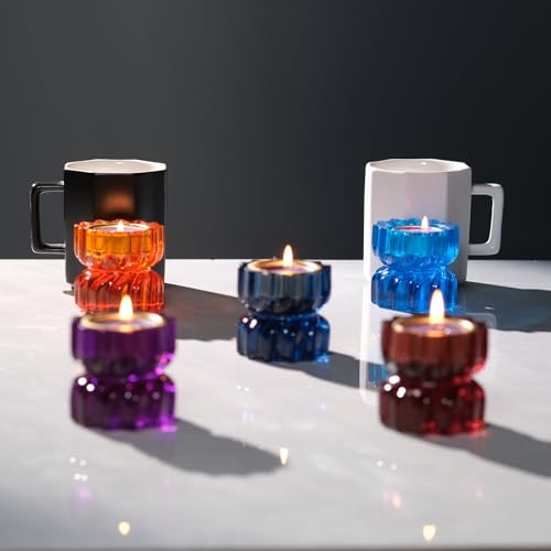 Twizzle Twist Tealight Holder, Decorative Tealight Candle Holder for Table Display, Unique Home Décor, Housewarming Gift, Spiral Sculpture Diwali Tea Light Stand Blue Resin Set of 2 - color: Blue