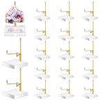 RattanView 16 Pcs Adjustable Metal Arm Display Stand Crystal Holder Easel Display with Acrylic Base Easel Rock Mineral Stand for Geodes Mineral Agate Collection(Gold) - color: Gold