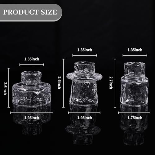 HAVITI 6 PCS Candlestick Holders, Clear Taper Candle Holders, Tealight Candle Holder Glass for Wedding Centerpieces Dinner Party Table Decor - color: Clear