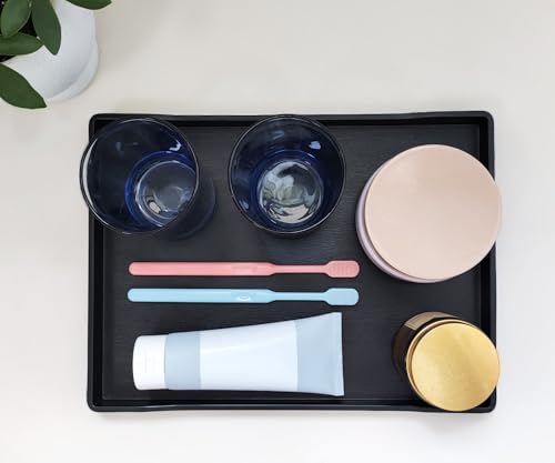 Black Serving Tray (11.8 x 8.7 inch) for Serving Accessory, Spa, Coffee, Drinks, Tea, Bar, Party, Seasoning, Perfume and Display Use. - color: Black-1 Tray, size: 11.8" x 8.7" x 0.8"