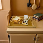 Bamboo Serving Tray Rectangle Platter Breakfast Dinner Food Bed Tray for Eating Kitchen Restaurants (1, 17.3" x 11.8" x 1.2" (with Handle)) - size: 17.3" x 11.8" x 1.2"