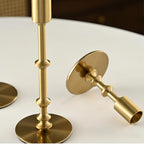 Gold Candle Holders, Modern Taper Candle Holders for Table Mantel Dining Wedding Home Decor, Brass Candlestick Holders Set of 3