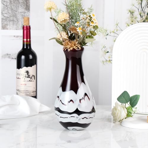 KAMMAK Colored Glass Vase, Beautiful Hand Blown Decorative Vase, Modern Art Vase for Flower Mantle Dining Table Centerpiece, Entryway Living Room Wedding Decoration (JG2051) - style: JG02051