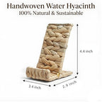 Hylara Handwoven Wicker Phone Stand for Desk - Natural Water Hyacinth Cell Phone Holder, Boho Desk Decor & Accessories, Universal Woven Stand for Home Office, Kitchen, and Nightstand