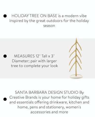 Santa Barbara Design Studio Christmas Shelf Décor - Modern Metal Tree Sculpture for Mantle or Tabletop, Small, Gold - color: Gold, size: Small