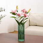 Green Glass Vase, Glass Flower Vase, Ribbed Glass Vase, Green Vase, Tall Cylinder Glass Vases for Centerpieces, Living Room, Bedroom, Dining Table, Office, Wedding, Bookshelf, 10 Inches - color: Green, size: 10''