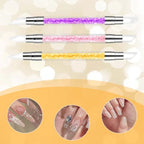 3 Pcs Nail Art Sculpture Pen, Dual Tipped Silicone Nail Tools, Silicone Head Acrylic Handle Nail Art Brushes, Rhinestone Nail Polish Carving Pen, Nail Art Tools for Home Salon(Yellow, Pink, Purple) - color: Yellow, Pink, Purple