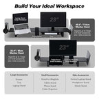 ULTRARM Moodular Wooden Monitor Stand 45.6” (116cm) Large Desk Organizer with Metal Slide Rails for Drawer, Tray, Laptop, Tablet, Phone & Headphones Customizable Riser for Organized Workspace Oak