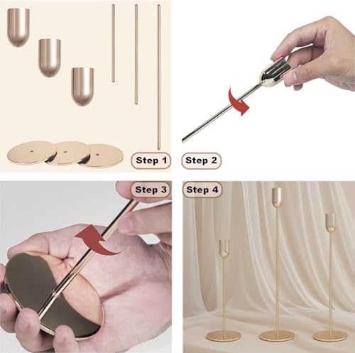 54 Pcs Glod Candle Holders Set,Vintage Taper & Pillar Candle Sticks for Wedding,Dining Table, Fireplace Mantel, Elegant Home Decor, Housewarming Gift, Festive Centerpiece - color: Gold, size: 54 pcs
