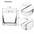 CYS EXCEL Glass Book Vase (H:6" Open:7"x2") Round Edge Oval Flower Vase Rectangular Wedding Centerpiece - size: H-6" Open-7"x2"