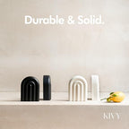 KIVY Concrete Book Ends for Shelves [Heavy Duty BOOKENDS] - Bookends Decorative for Heavy Books - Modern Trendy Book Ends - Book Stopper for Shelves - Book Holders for Shelves (White Bookends)