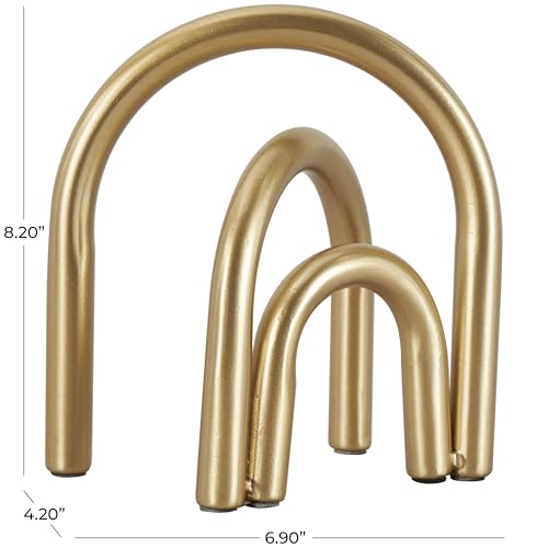 Deco 79 Metal Geometric Decorative Sculpture Overlapping Arch Home Decor Statue, Accent Figurine 7" x 4" x 8", Gold - color: Gold