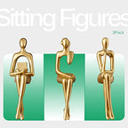 3pcs Gold Decor Thinker Statue, Resin Abstract Man Cutout Art Action Statue Coffee Table Decor for Home Living Room Study Office Bookshelf Ornament