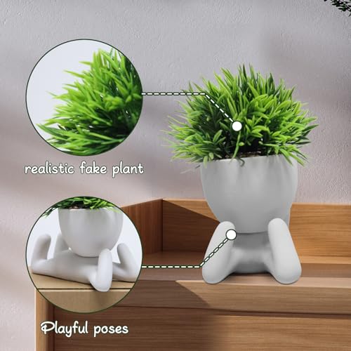 Zerzsy Faux Succulents in Cement Pots Potted Mini Fake Plants for Desk Decoration, Kitchen Shelf Decor, Office Decor for Women, Bathroom Shelf Plant Decor - Set of 1 - color: Cement Gray-a