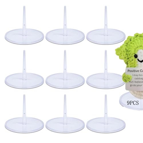 9Pcs Crochet Doll Stand,Positive Pickle Stands,Crochet Emotional Support Stands,Crochet Animal Stands,Crochet Doll Display Stand,Home Decorative Showcase Holder,Amigurumi Accessories(circular)﻿ - color: circular