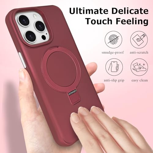 ankofave for iPhone 14 Pro Max Case with Magnetic Invisible Stand, Matte Luxury Metallic Luster, 3.0 mm Thick Protection Hard PC Scratch-Resistant Phone Case for iPhone 14 Pro Max 6.7", Wine Red - color: Wine Red, size: iPhone 14 Pro Max