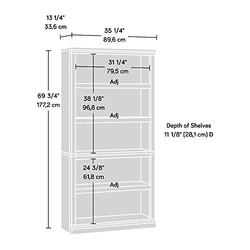 Sauder 5 Tier Book Shelf Wooden Bookcase Multipurpose Bookshelf for Home Office, Living Room, in Salt Oak finish - color: Salt Oak