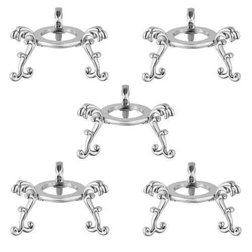 5 Pcs 2.75in Alloy Metal Crystal Ball Stand - Silver Display Sphere Holder for Spheres & Rock - Crystal Holder Stands with Display Function - color: Silver_Large-5pcs