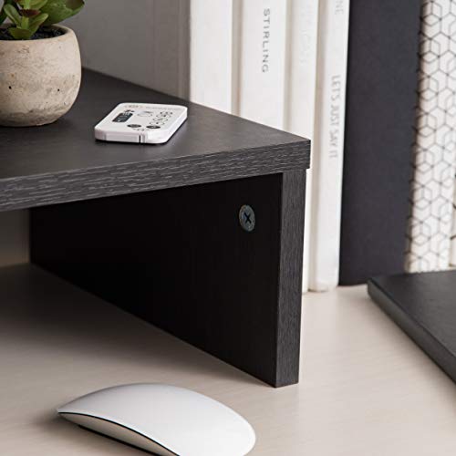 IRIS USA 1-Tier Multi-Purpose PC Monitor Organizer Stand, Stackable Ergonomic Desktop and Countertop Riser for Computer Laptop TV Shoes Kitchen Pantry and Closet Organization, Black - color: Black, size: 23.23x11.42x5.51 Inches