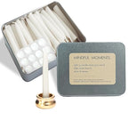 Meditation White Taper Candles Set, 20 Minute Unscented Mini Prayer Candles, 30 pcs Small Wishing Candle with Brass Candle Holders for Home Yoga - color: Unscented White, size: 30 Pack