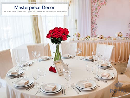 Royal Imports Flower Glass Vase Decorative Centerpiece for Home or Wedding - Cylinder Shape (5" Wide x 6" Tall, Clear) - size: 5" wide x 6" tall