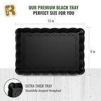 6 Pack Black Plastic Serving Trays - 9 x 13 Party Serving Trays and Platters - Black Serving Tray - Serving Platter Tray for Party - color: Black
