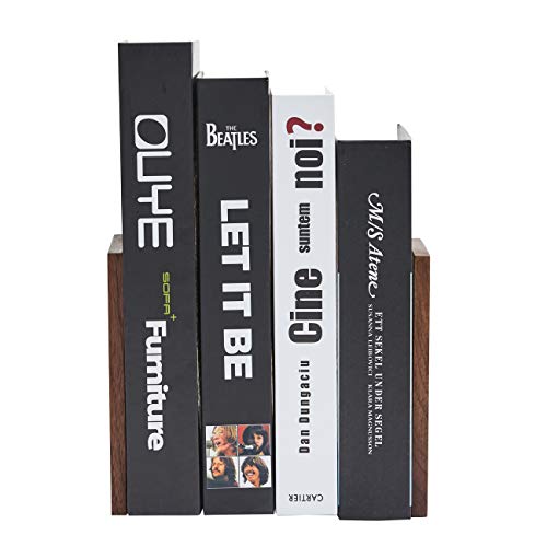 Pandapark Wood Decorative Bookends,Non-Skid Bookend for Shelves,Heavy Duty Bookends,Book Stand for Books/CDs,1 Pair - color: Walnut Master