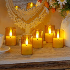 Flameless Small Tea Light LED Candles, Acrylic Battery Operated Votive 1.7" x2.5" with Remote Control and Timer, Tealight Amber Flickering Warm Light Pack of 15 Electric Long Lasting - color: Amber, size: 15 x 2.5"