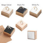 Coward Bamboo 6 Pcs Rings Display Stand for Selling Velvet Jewelry Ring Holder Organizer for Drawer Storage (Beige Velvet)