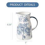 Ceramic Pitcher Vase, Blue and White Jug for Home Decor, Chinoiserie Vase Decor, Decorative Pitcher with Handle